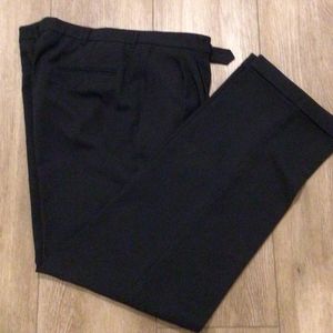  Men's Haggar Q pleat front black slacks, size 36W/34L, 100% polyester